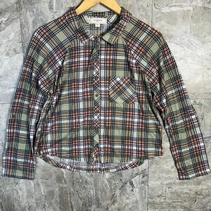 Multi-coloured plaid‎ button-up shirt Cozy Kids Large 10-12 #plaidshirt